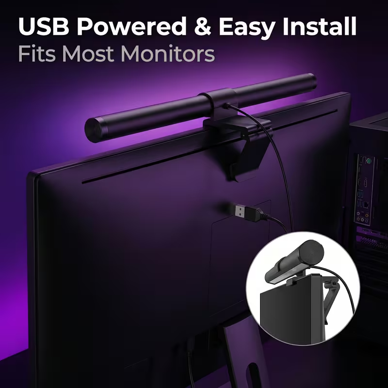 Desk Setup Lamp - LED-monitorlichtbalk met afstandsbediening, traploos dimbaar, hanglamp