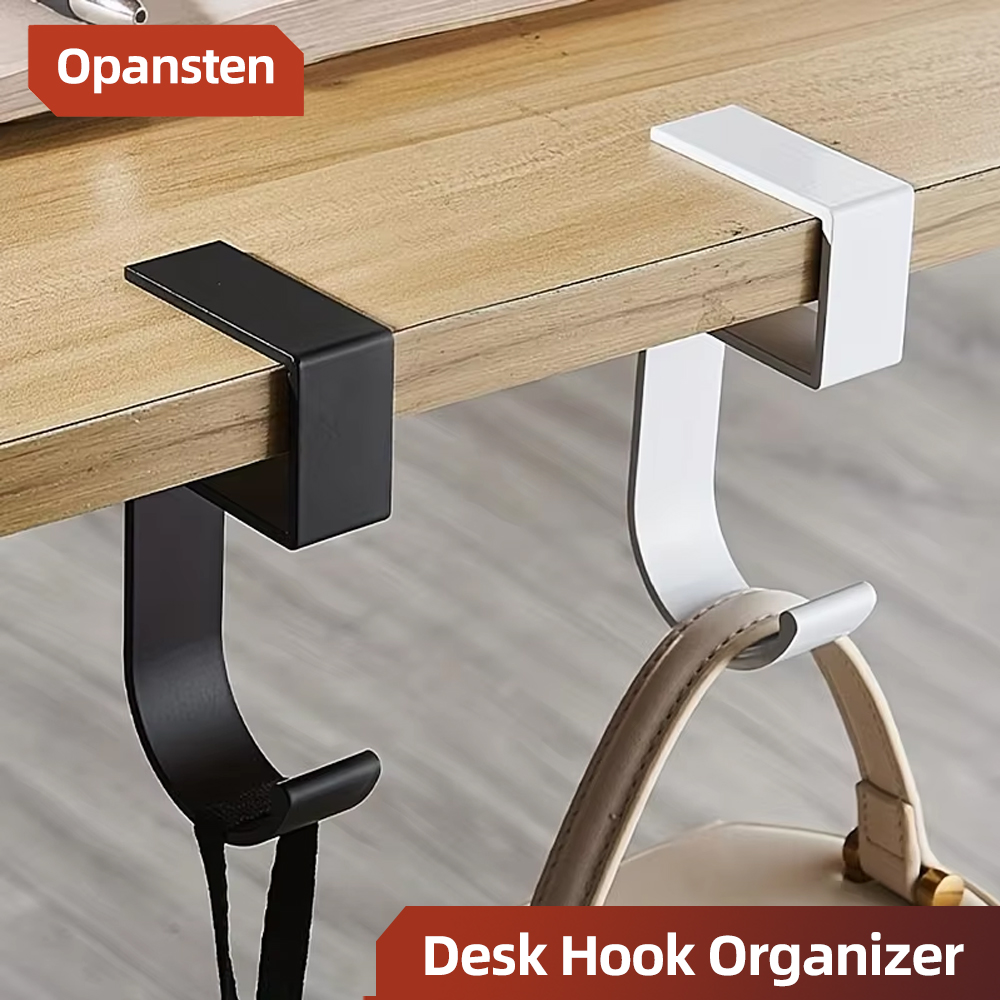 Desk Setup Black And White - Aluminium bureauhaakorganizer Antislipontwerp Strak zwart wit