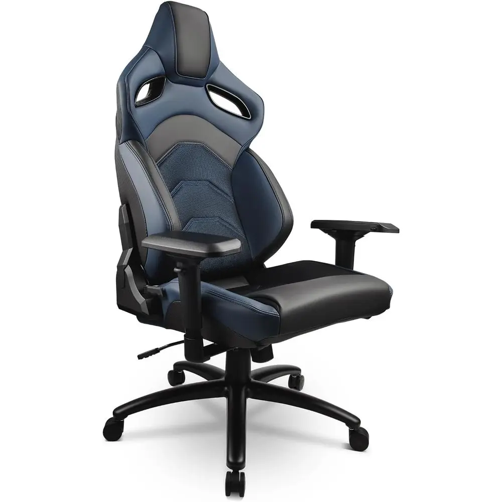 Desk Setup Or Set Up - PVC verstelbare sportracestoelen, blauw en grijs,