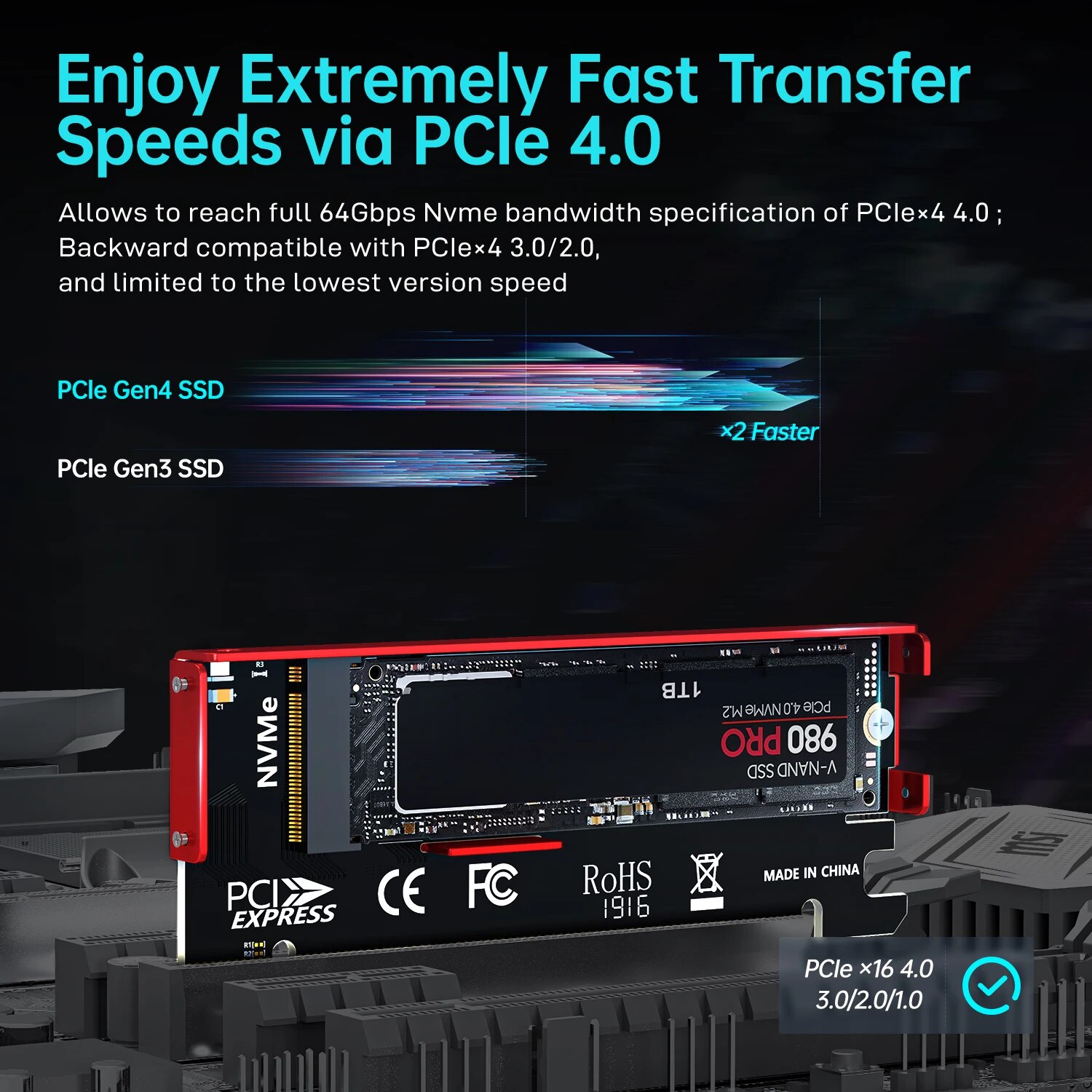 JEYI M.2 NVME naar PCIE 4.0 X1 - Samsung Ssd 980 Pro recensie en prijs