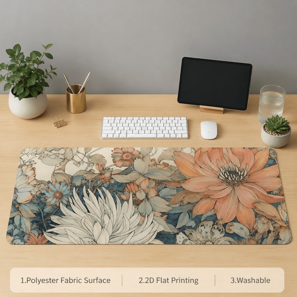 Retro bloementafelmat met plan - Desk Setup For Work recensie en prijs