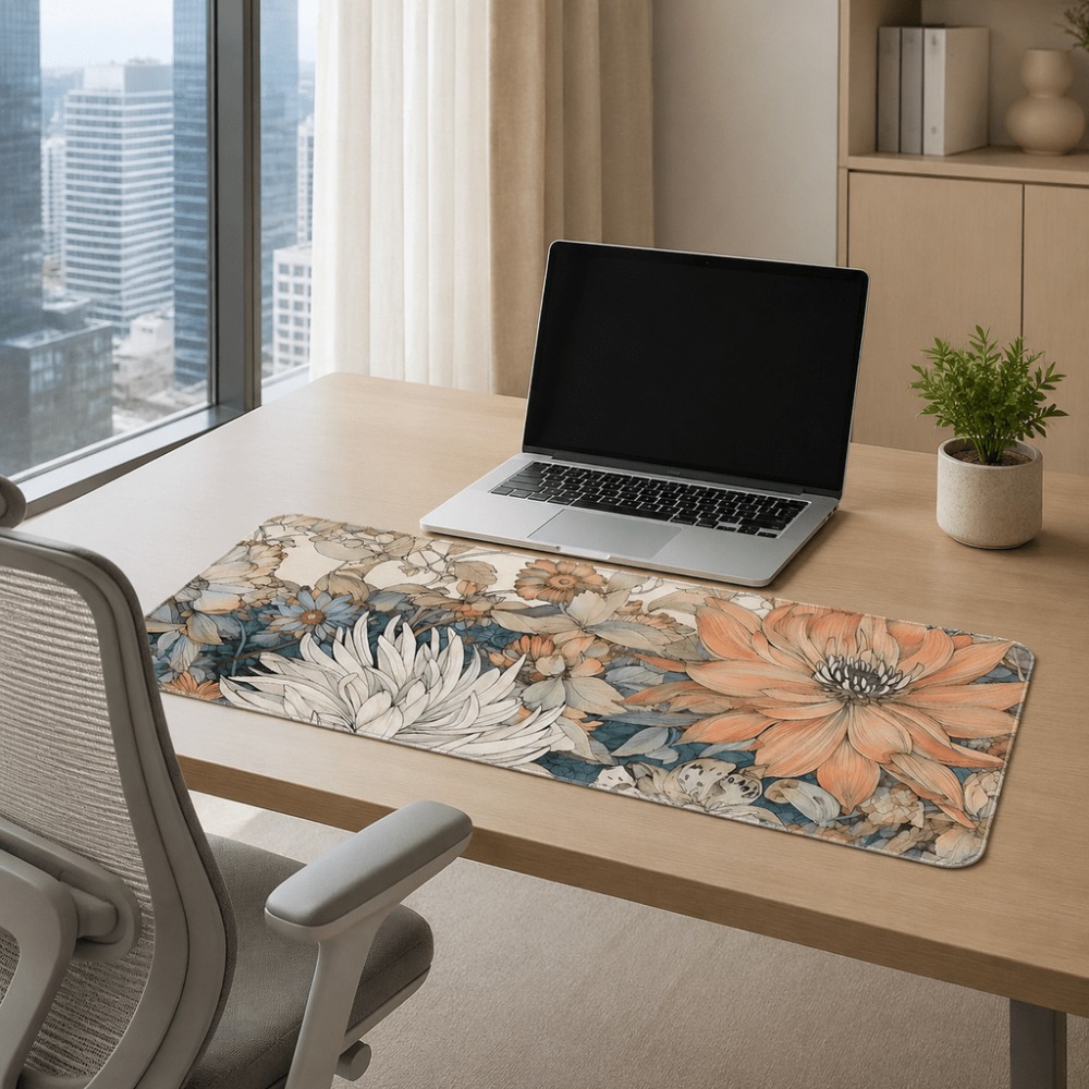 Retro bloementafelmat met plan - Desk Setup For Work recensie en prijs