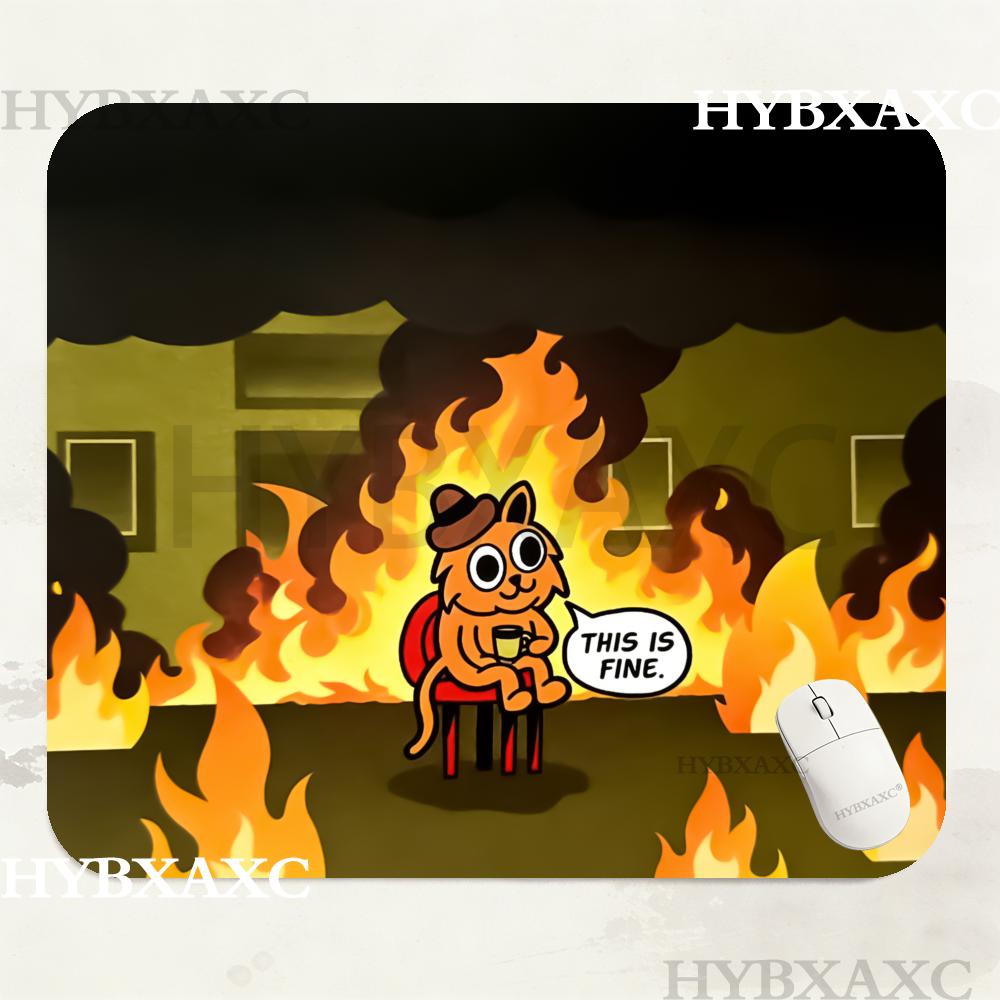 HYBXAXC This Is Fine Cat Meme  - Desk Setup Or Set Up recensie en prijs