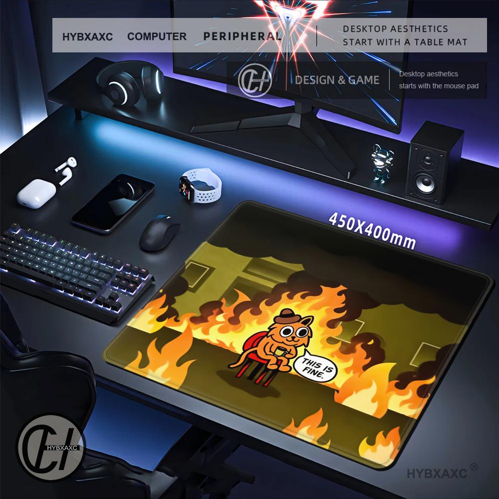 HYBXAXC This Is Fine Cat Meme  - Desk Setup Or Set Up recensie en prijs