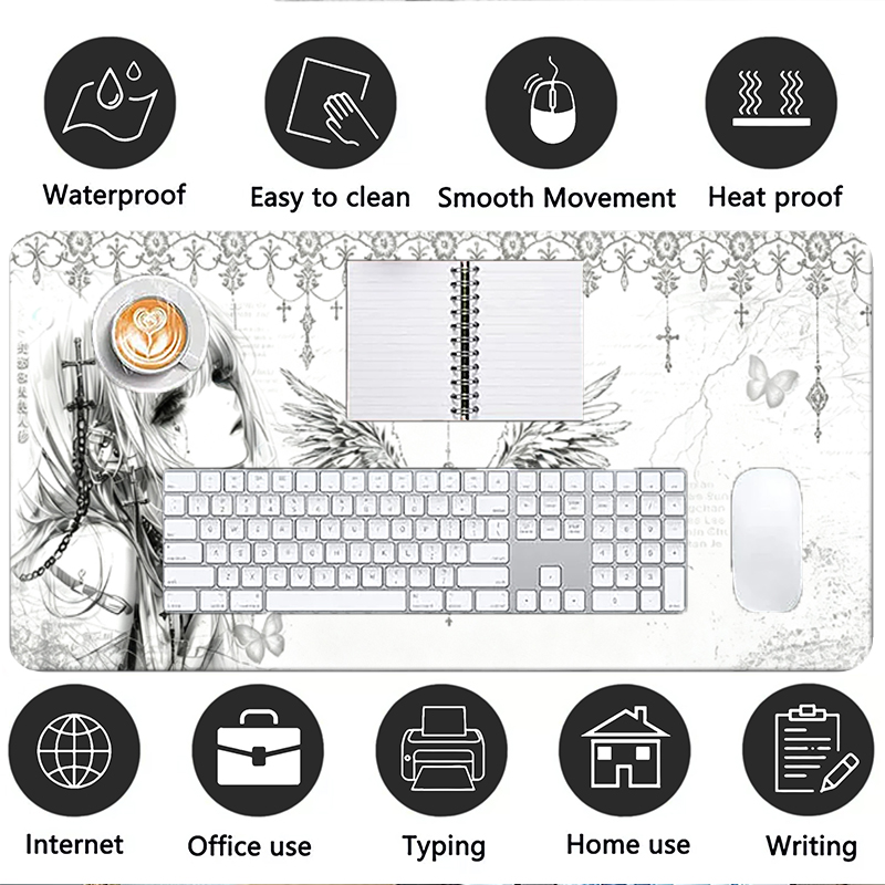 Leren muismat Zwart Wit Anime  - Desk Setup Rug recensie en prijs