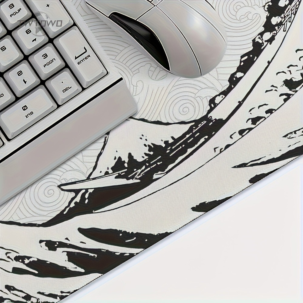 Zwart Wit Wave Art XXL Bureaum - Desk Setup Black And White recensie en prijs