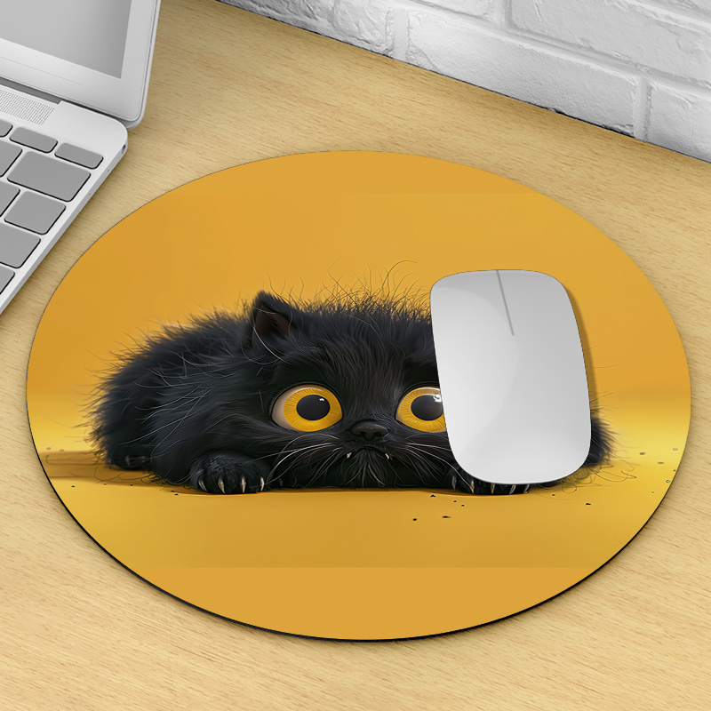 Leuke Zwarte Kat Ronde Muismat - Desk Setup Or Set Up recensie en prijs