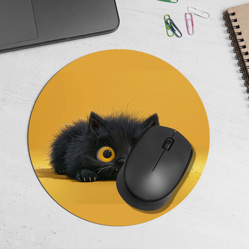Leuke Zwarte Kat Ronde Muismat - Desk Setup Or Set Up recensie en prijs