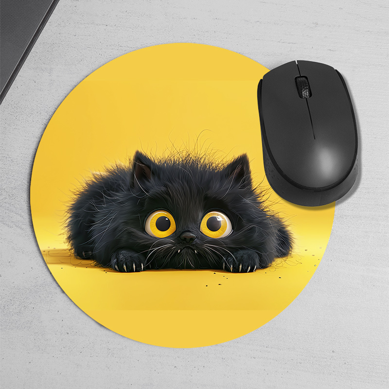 Leuke Zwarte Kat Ronde Muismat - Desk Setup Or Set Up recensie en prijs